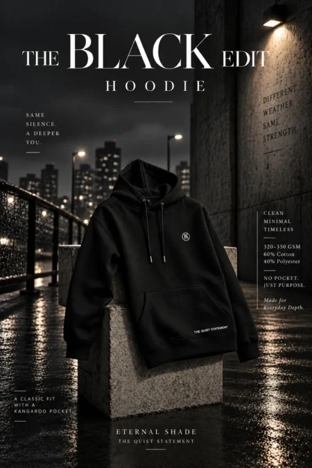 Eternal Shade Core Black Hoodie – Pocket