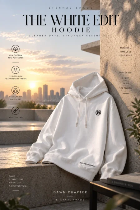 Eternal Shade Core White Hoodie – Clean