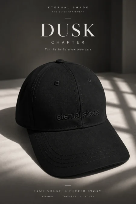 Black cotton cap for men with black embroidery