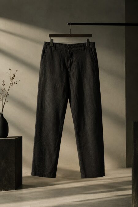 The Black Handloom Linen Trouser